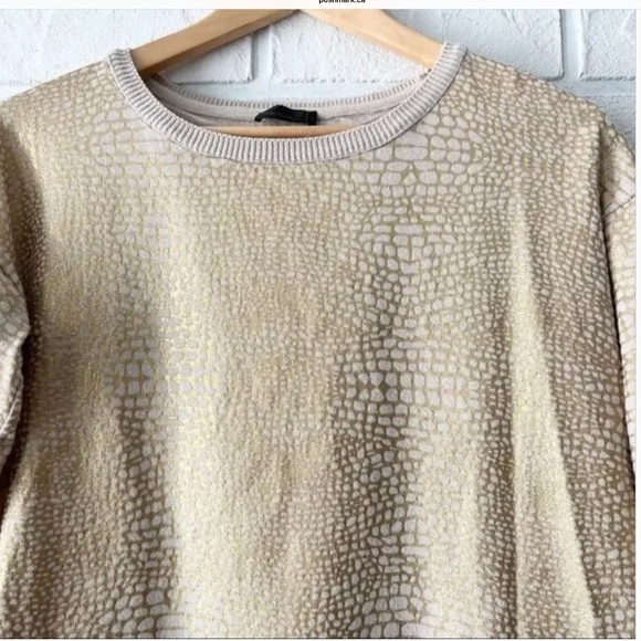 Vero Moda Gold Metallic - Animal Print 3/4 Sleeve Fine Knit Sweater S - Picture 4 of 9
